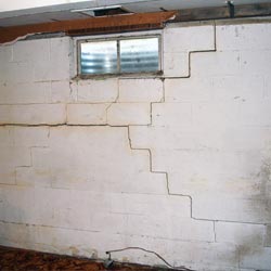 A damaged, cracked basement wall West Wendover