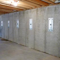 A repaired foundation wall in Lovelock