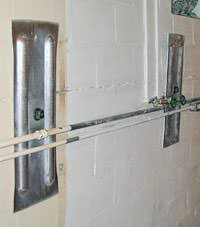 A foundation wall anchor system used to repair a basement wall in Sun Valley