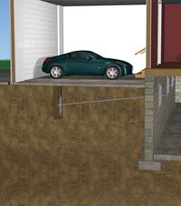 A street creep repair system implementing foundation wall anchors in a Sun Valley home.