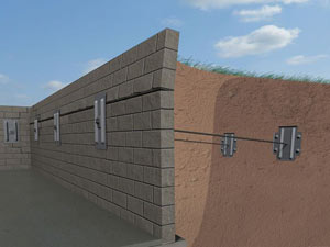 A graphic illustration of a foundation wall system installed in Sun Valley